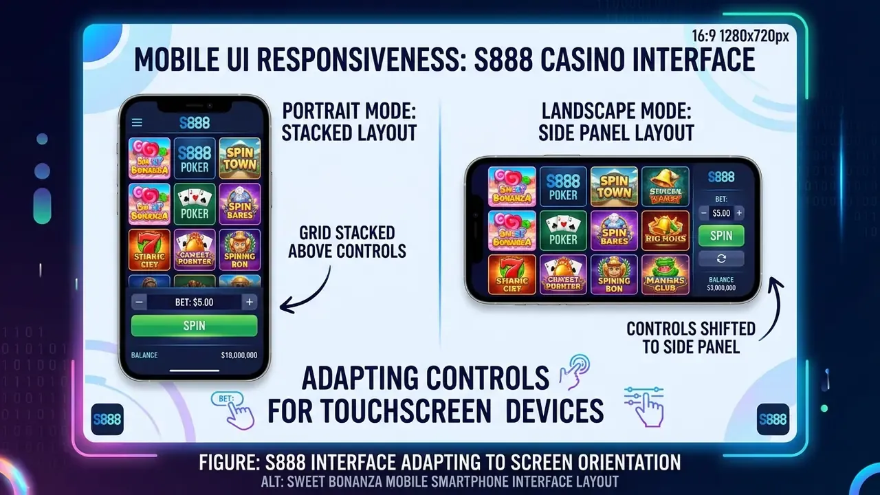 sweet bonanza mobile smartphone interface layout