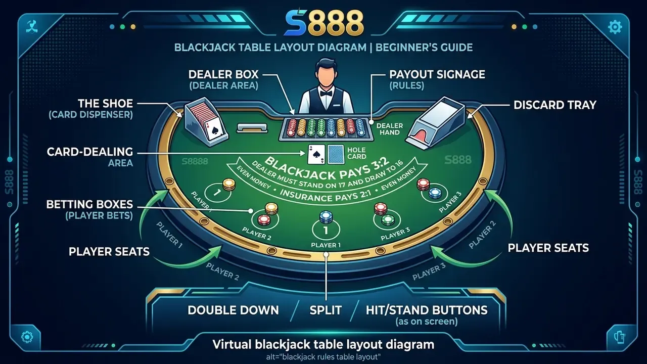 blackjack rules table layout