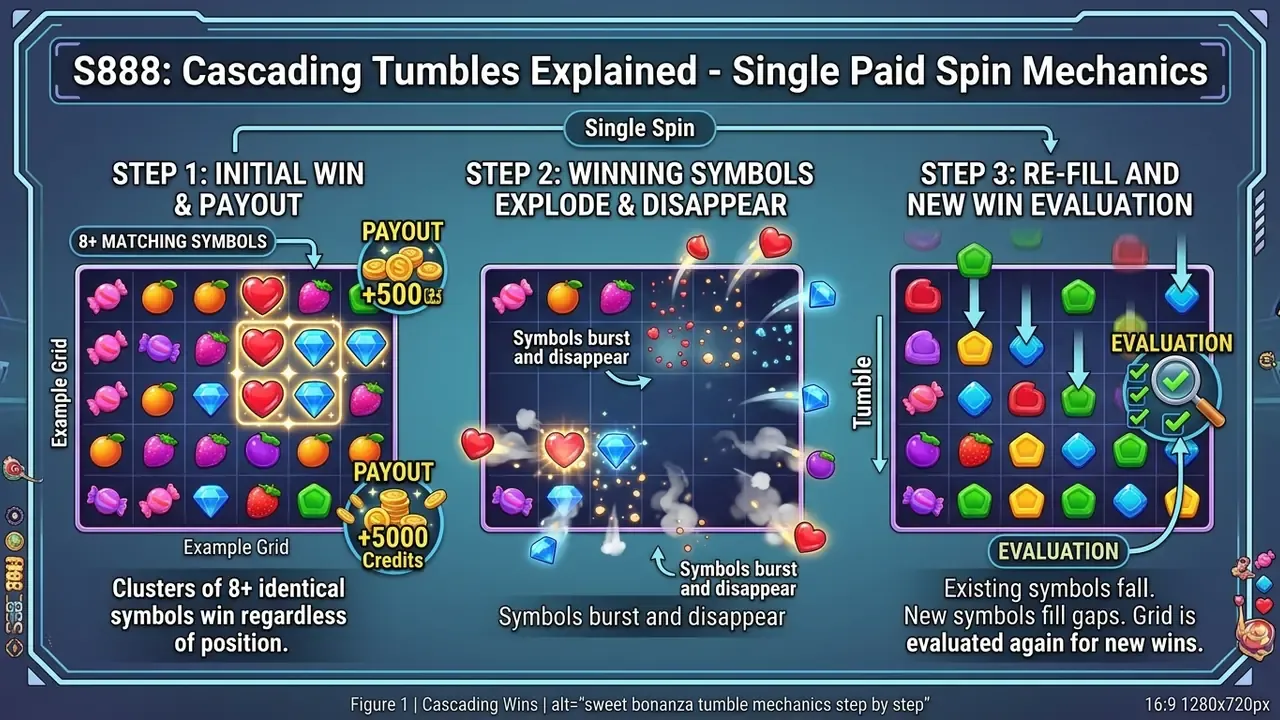sweet bonanza tumble mechanics step by step